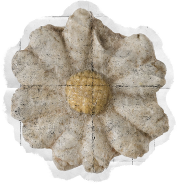 Weathered Historical Flower Sculpture Cut-out